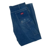 Vintage 90s Dickies mid blue denim distressed worn carpenter work pants W38 L33